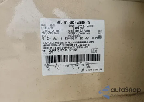 2018 Lincoln Mkx Premiere from USA, damaged, VIN 2LMPJ6JR8JBL35132